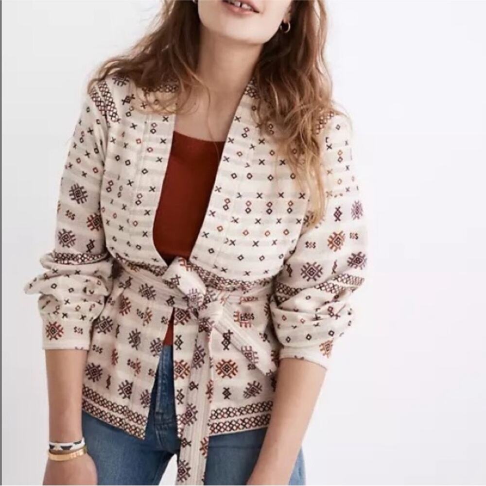 Madewell Aztec Boho Embroidered Kimono Wrap Jacket S